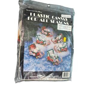 Vtg Craft Kit- 90s- Set of 12- Plastic Canvas Candy Christmas Sleighs- unopened
